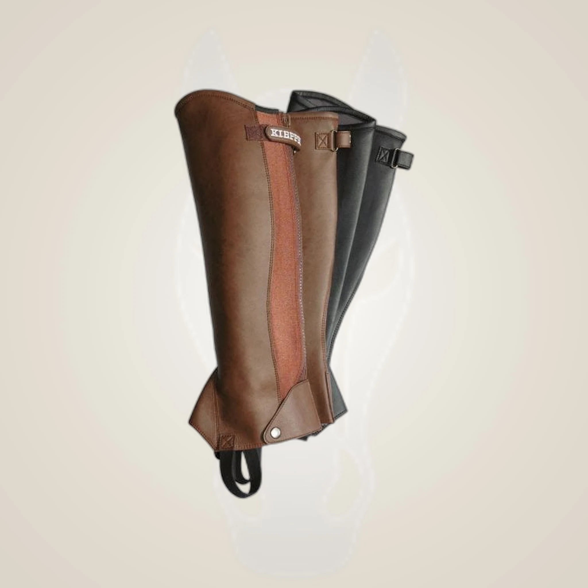 Kieffer Andorra Chaps on One-Eyed Equine branded background