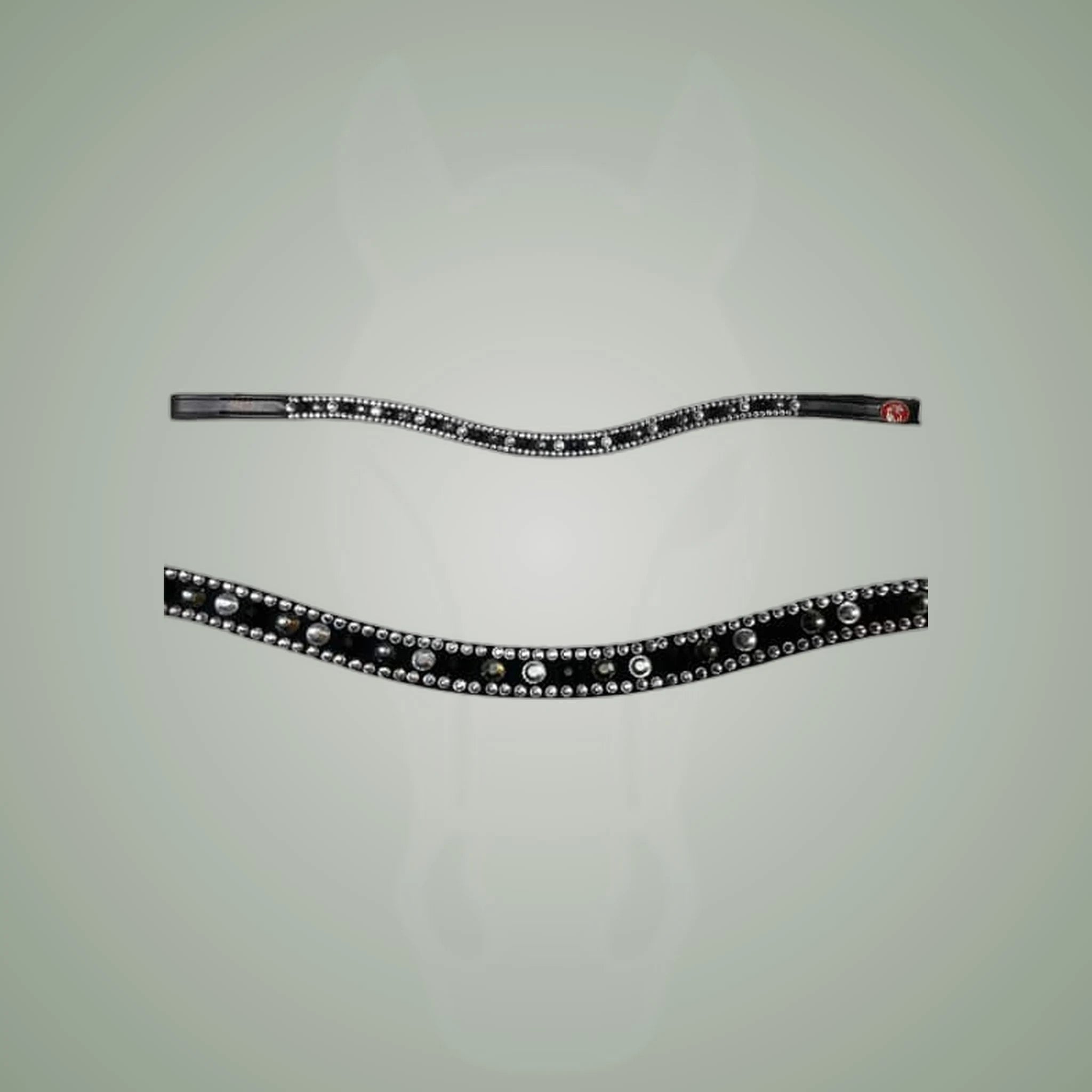 Kieffer Browband - Viola Black Shades on One-Eyed Equine branded background