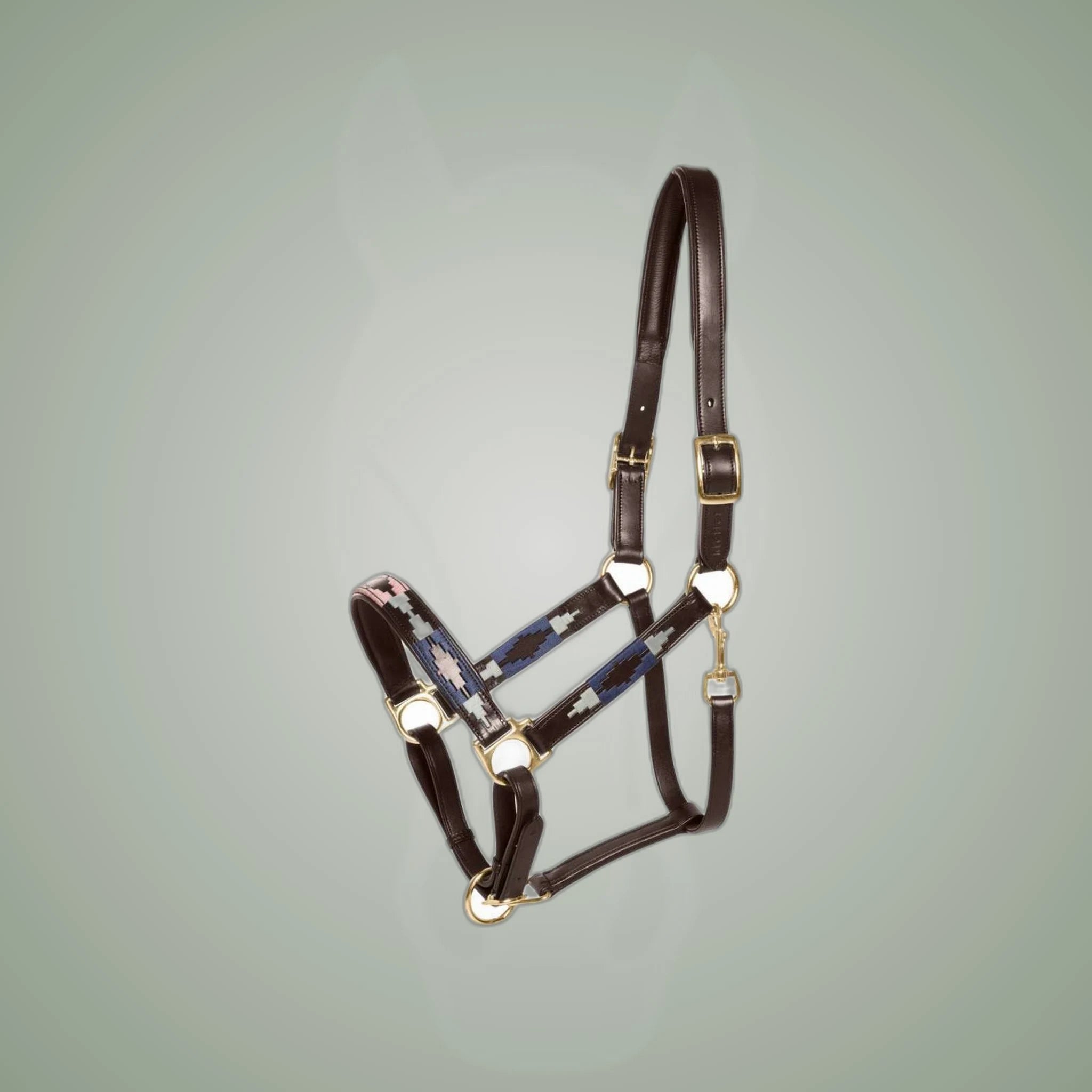 Kieffer Buenos Aires Leather Halter on One-Eyed Equine branded background