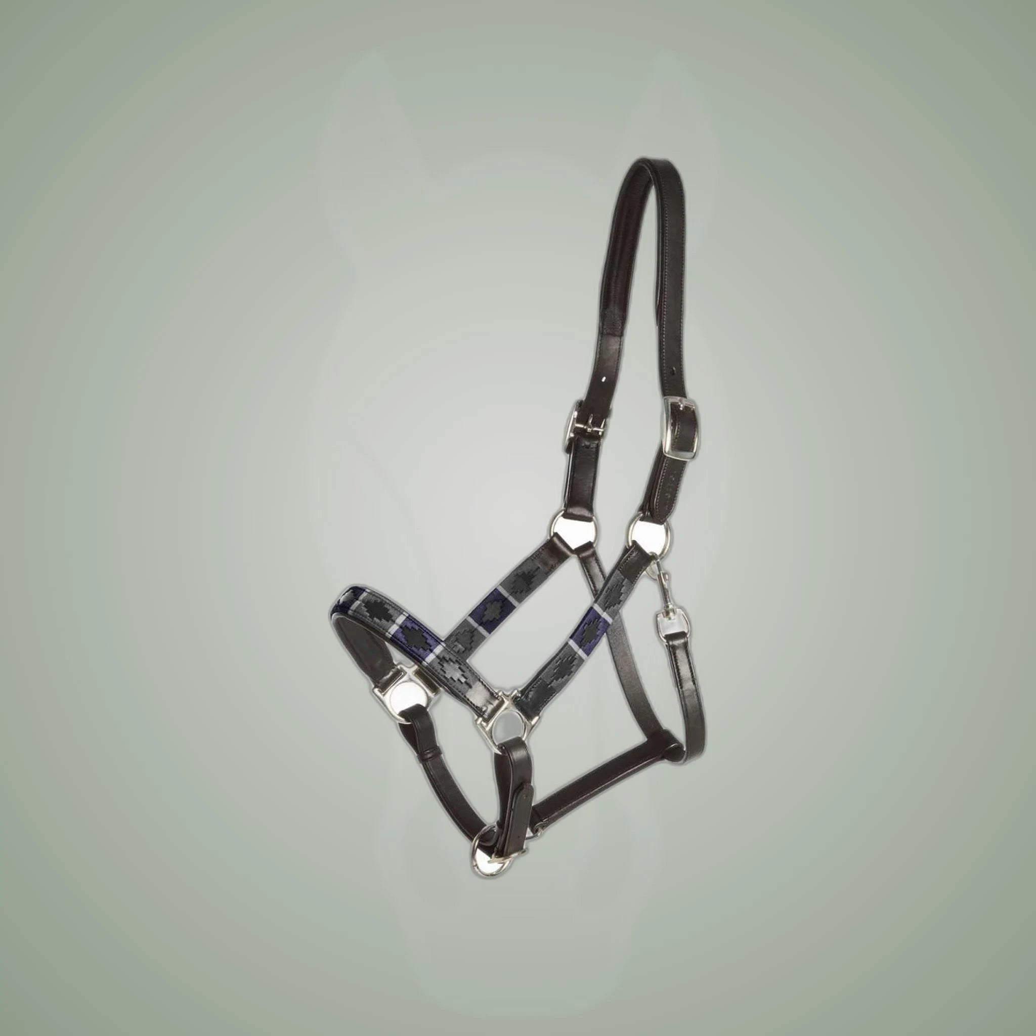 Kieffer Buenos Aires Leather Halter on One-Eyed Equine branded background