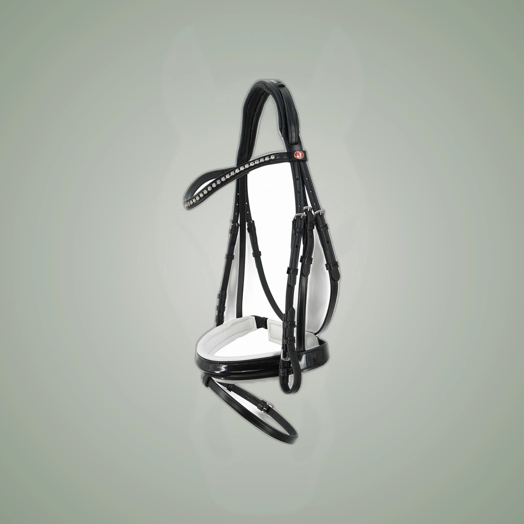 Kieffer Comfort Paris Snaffle Bridle on One-Eyed Equine branded background