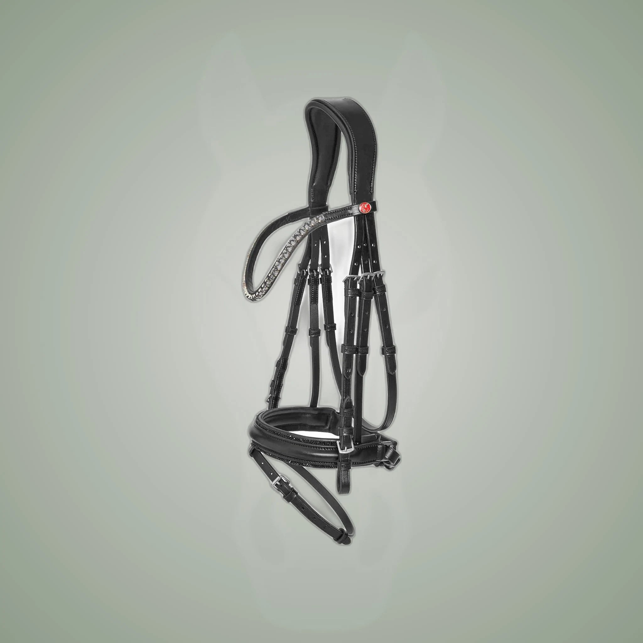 Kieffer Grace Snaffle Bridle on One-Eyed Equine branded background