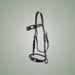 Kieffer Isabella Spanish Snaffle Bridle on One-Eyed Equine branded background
