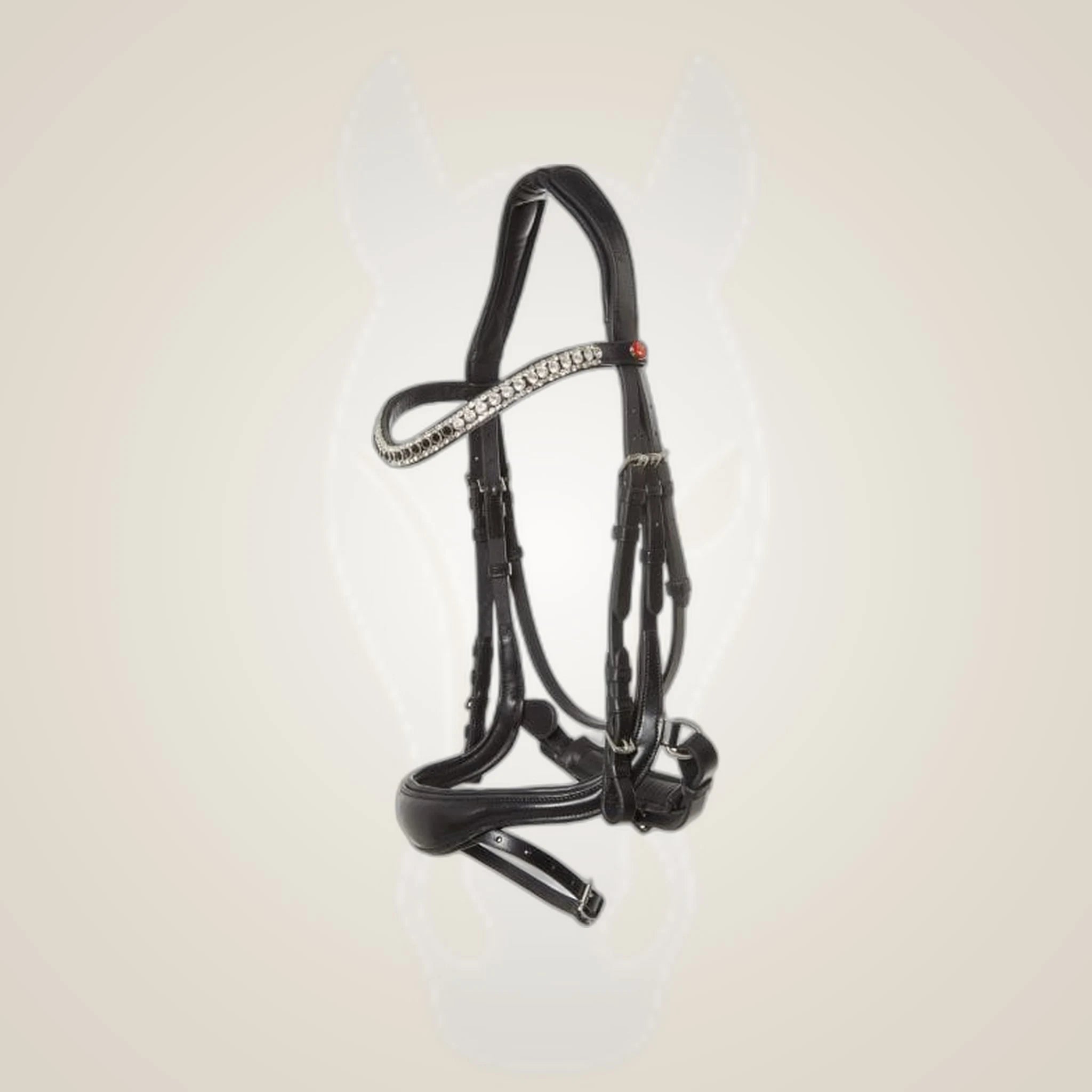 Kieffer Luisa Snaffle Bridle on One-Eyed Equine branded background