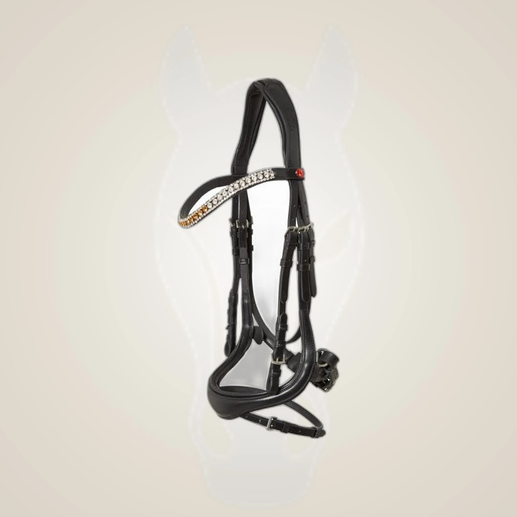 Kieffer Luisa Snaffle Bridle on One-Eyed Equine branded background