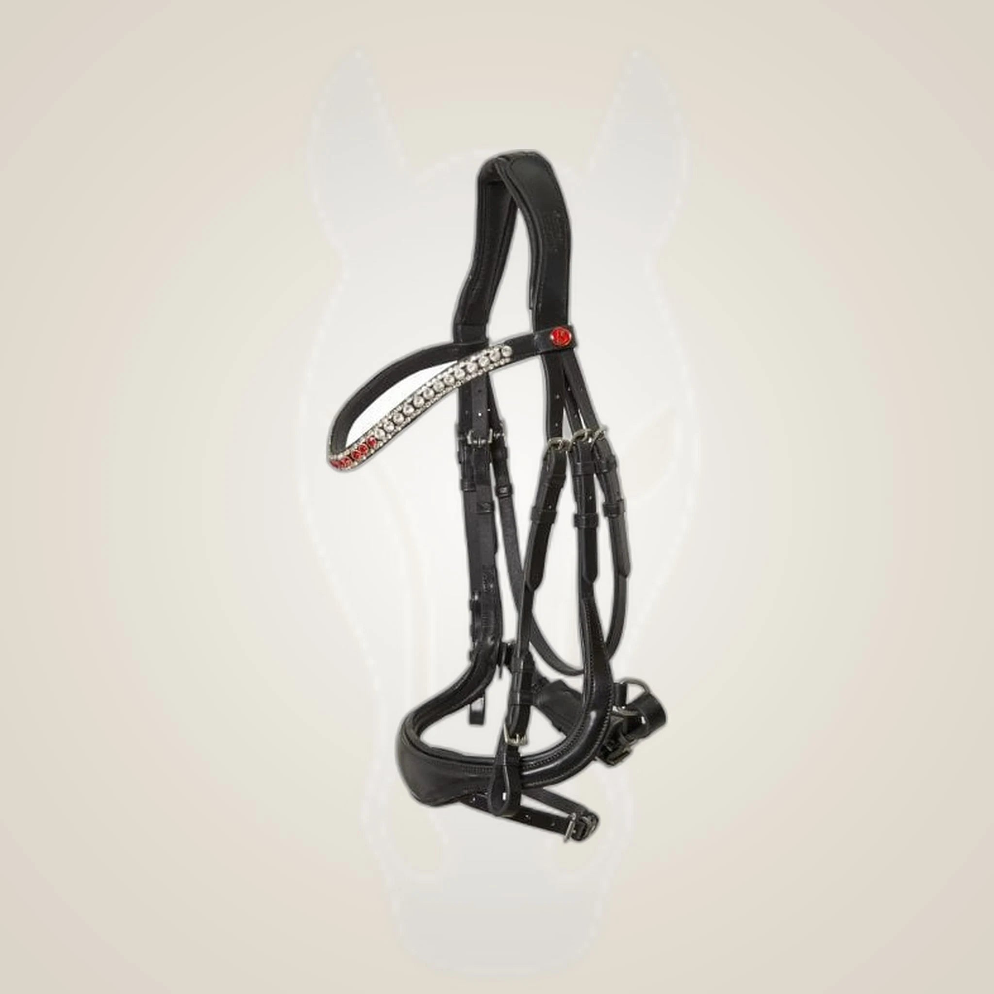 Kieffer Luisa Snaffle Bridle on One-Eyed Equine branded background