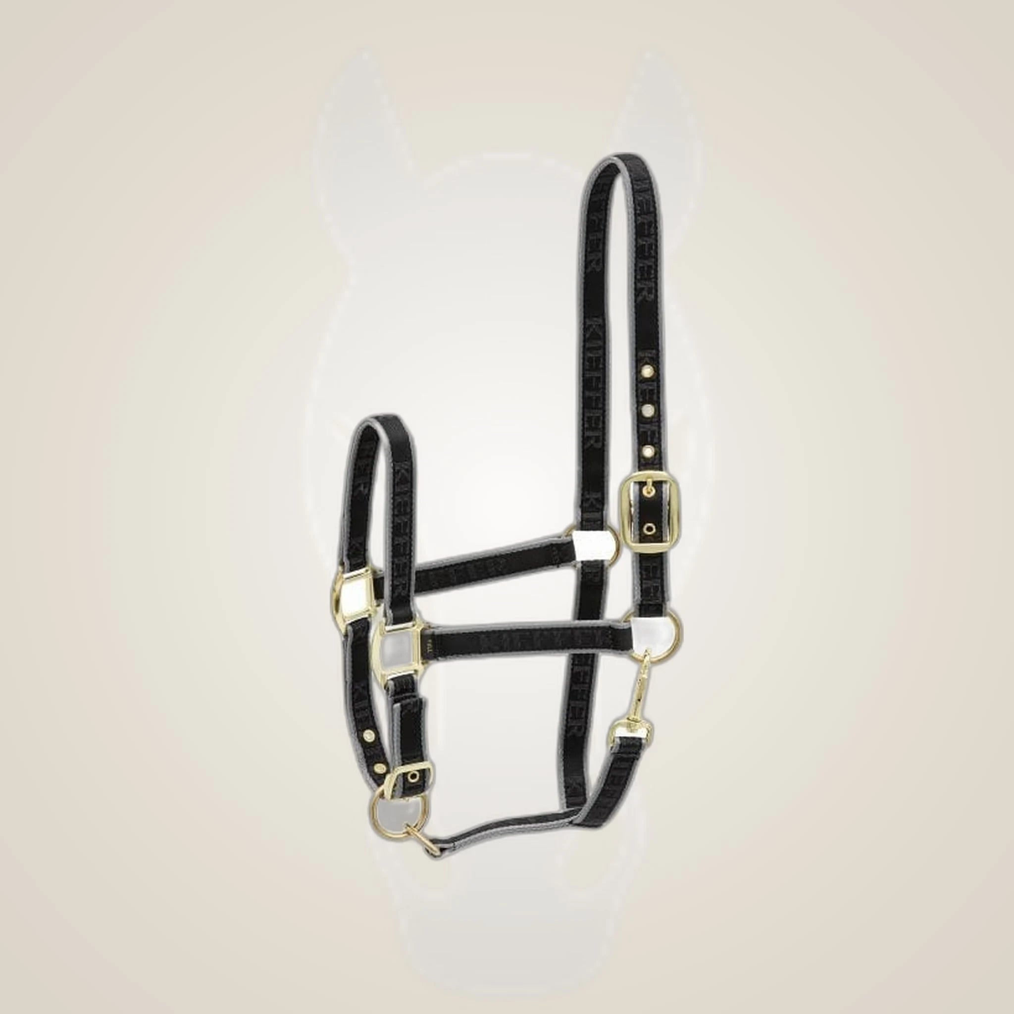 Kieffer Classic Nylon Halter on One-Eyed Equine branded background