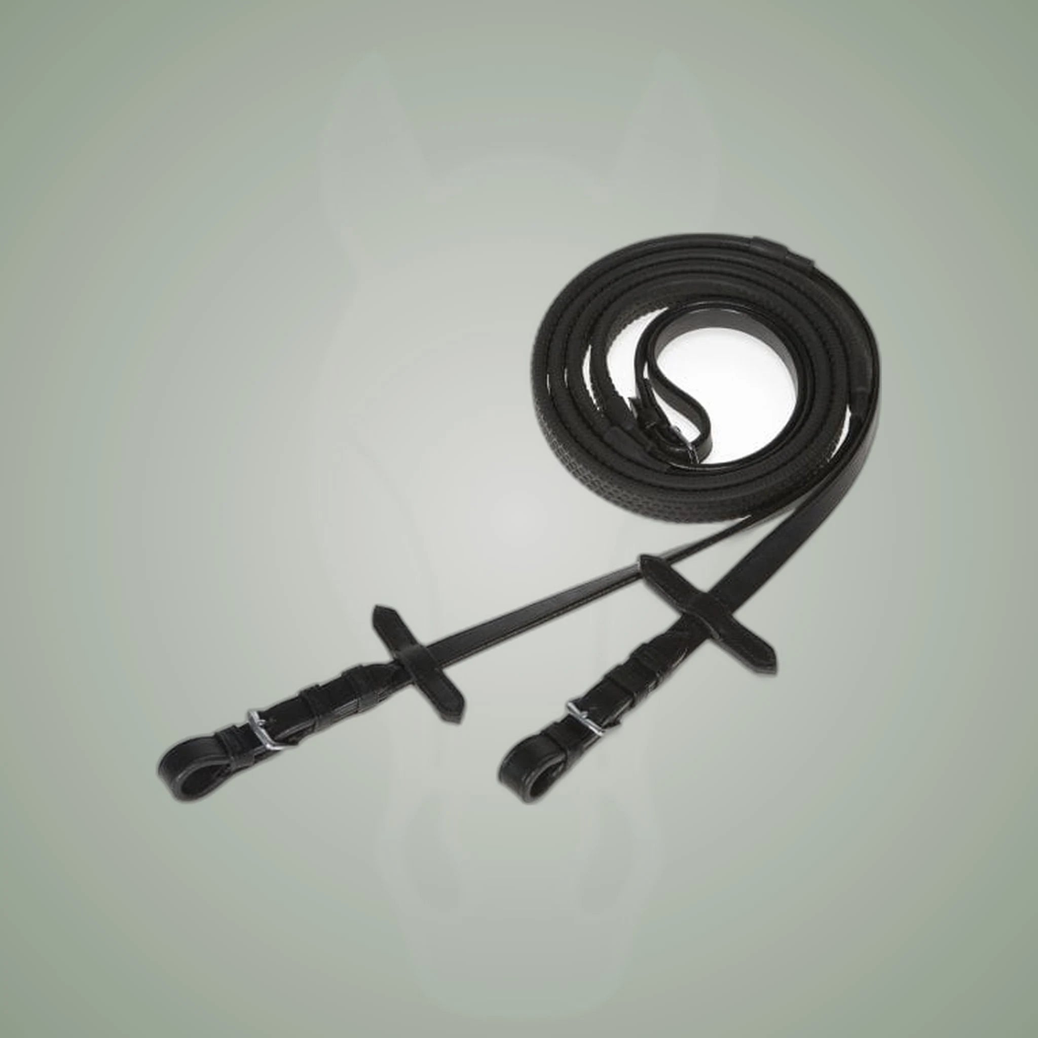 Kieffer Rubber Reins on One-Eyed Equine branded background