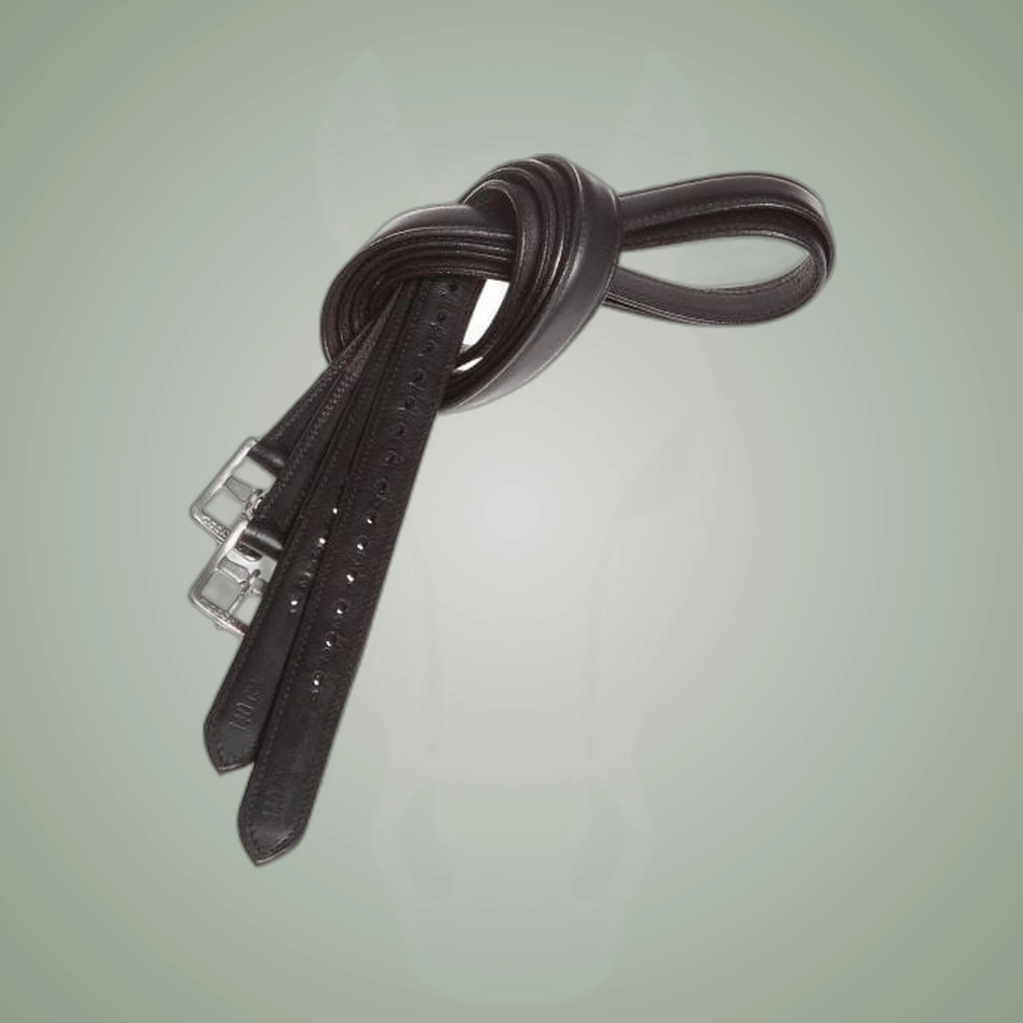 Kieffer Stirrup Leathers on One-Eyed Equine branded background