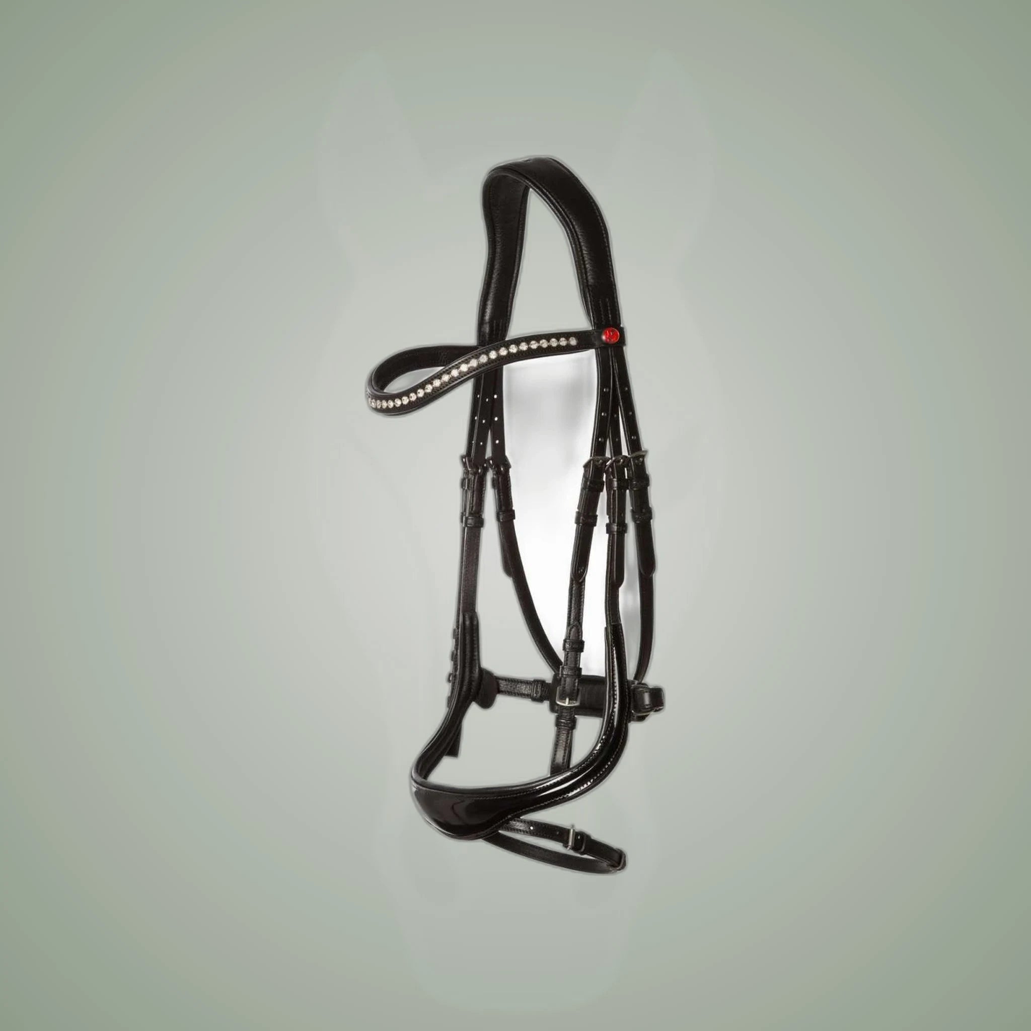 Kieffer Ultrasoft Amy Shine Snaffle Bridle on One-Eyed Equine branded background