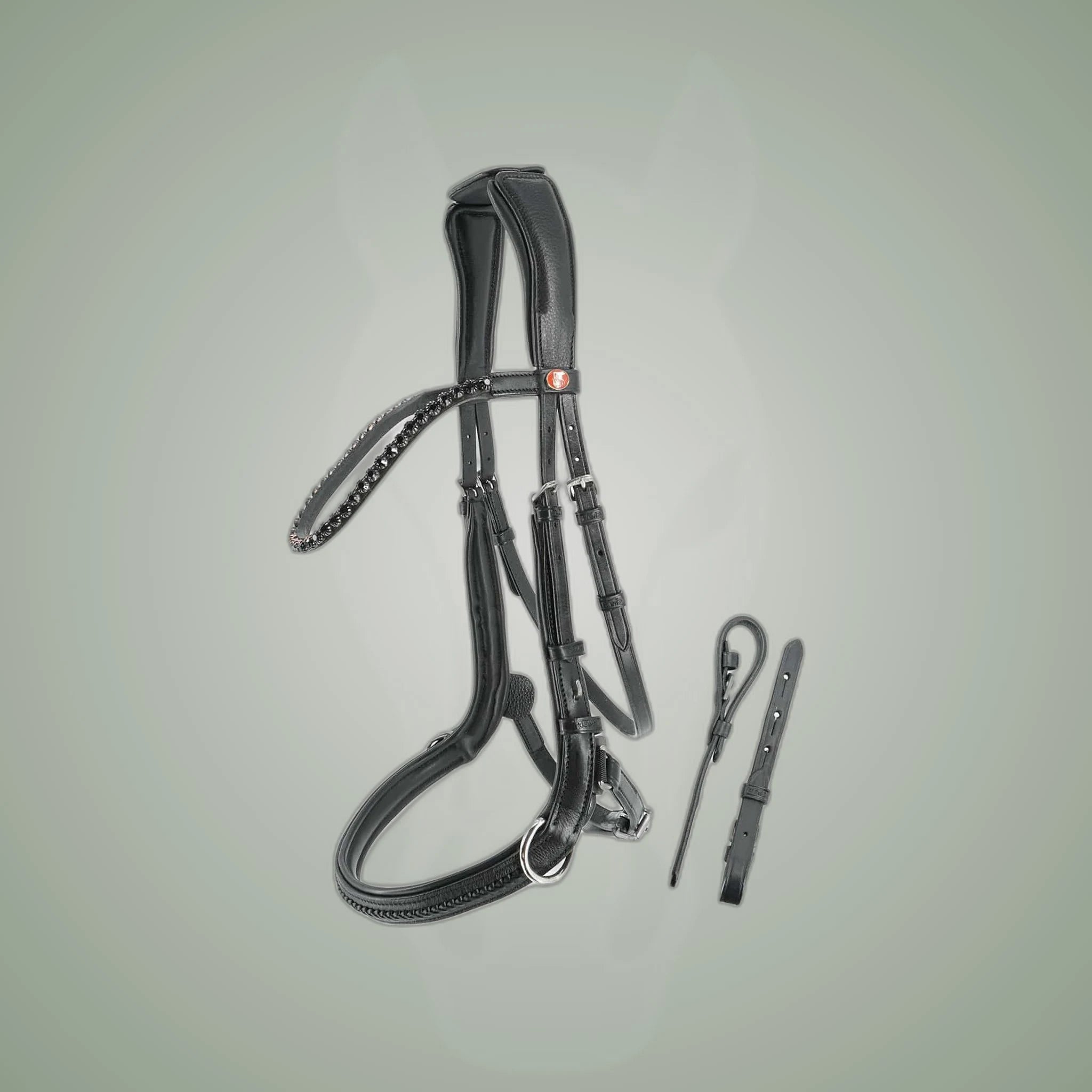 Kieffer Ultrasoft Ava 2 in 1 Snaffle and Bitless Bridle on One-Eyed Equine branded background