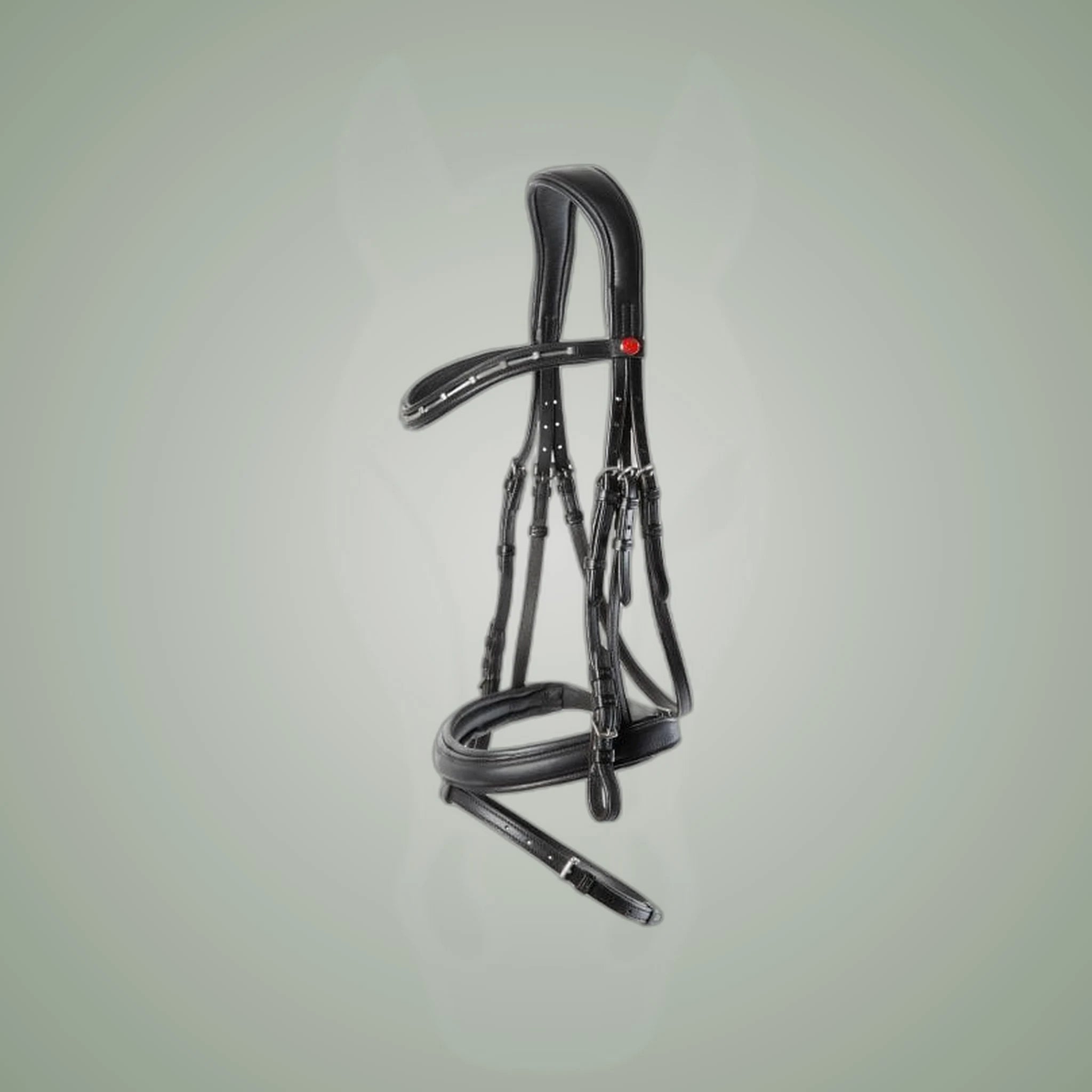 Kieffer Ultrasoft Economy II Snaffle Bridle on One-Eyed Equine branded background