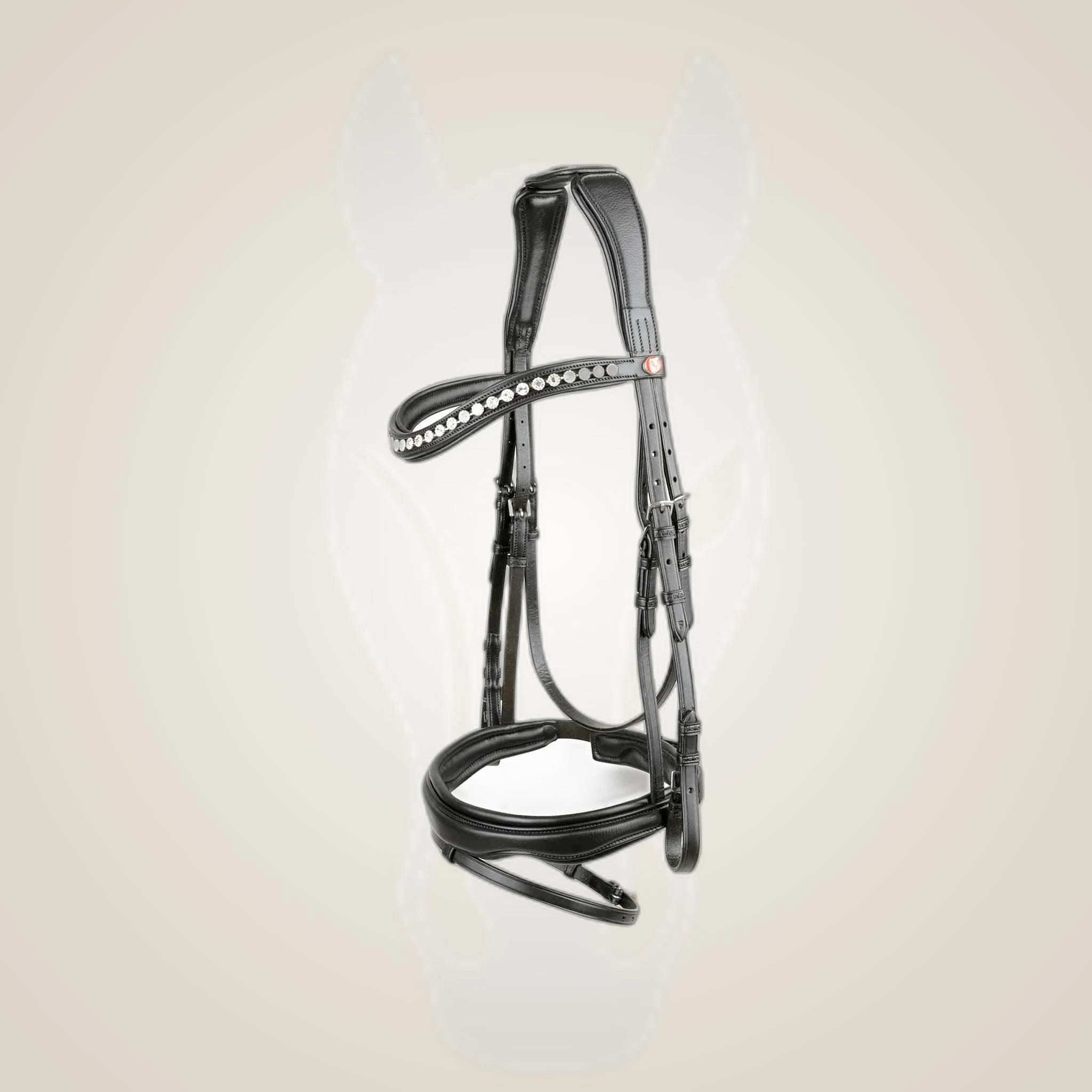 Kieffer Ultrasoft Gaya Snaffle Bridle on One-Eyed Equine branded background