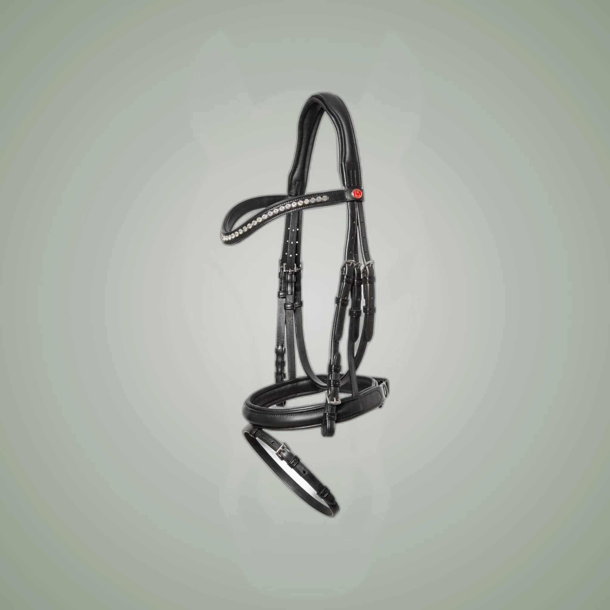 Kieffer Ultrasoft Haflinger snaffle bridle in black, full bridle with reins.