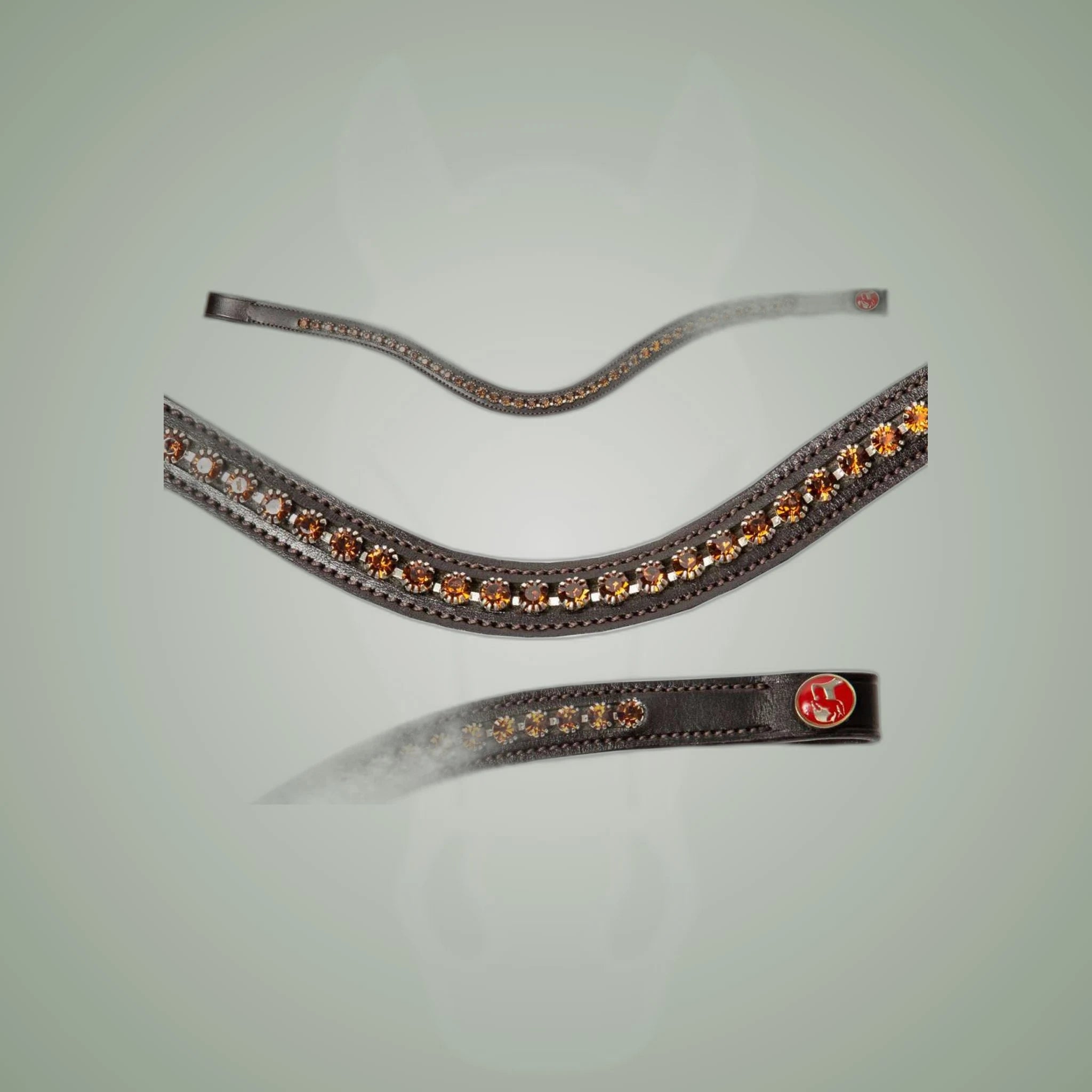 Kieffer Ultrasoft Haflinger curved browband set with amber crystals.