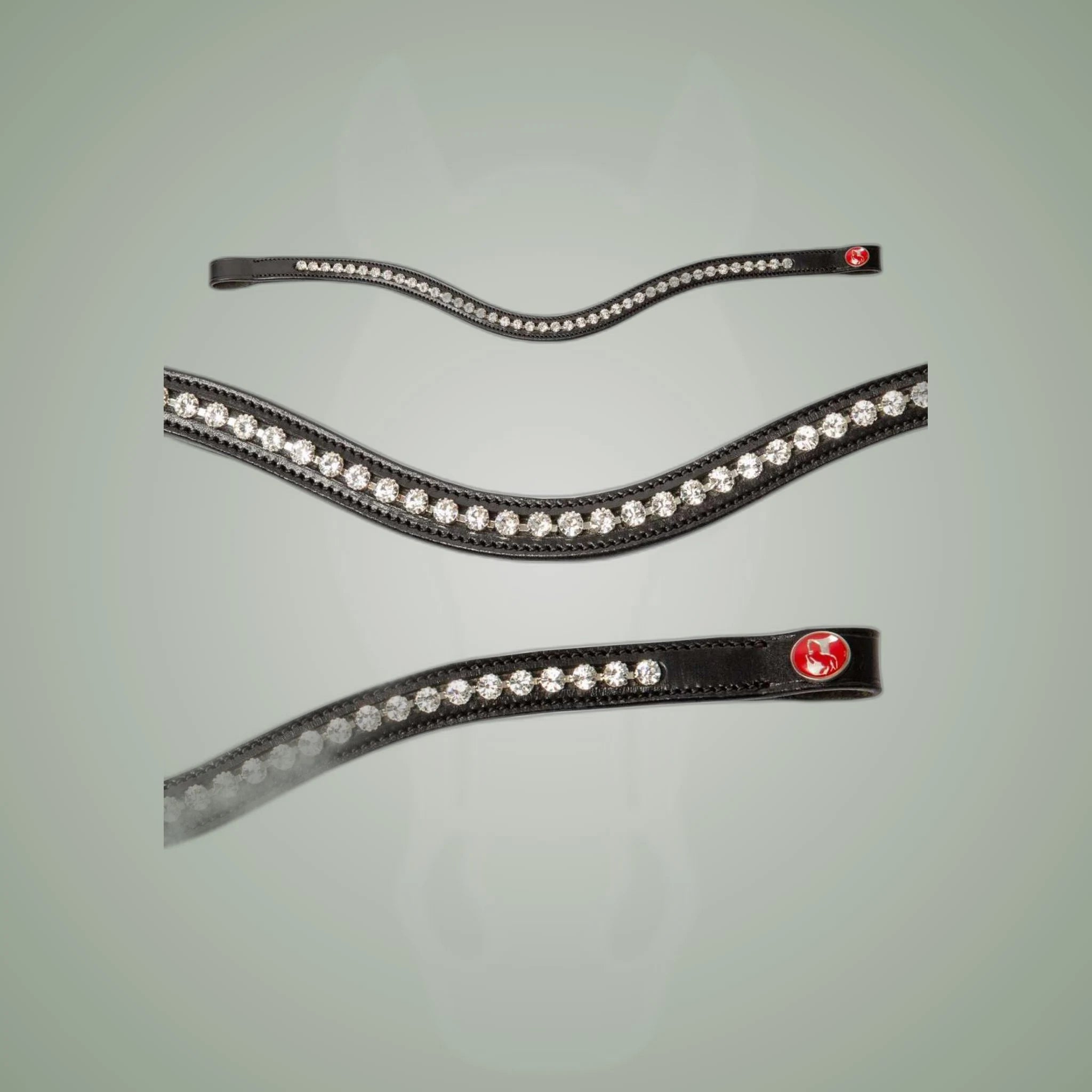 Kieffer Ultrasoft Haflinger curved browband set with clear crystals.