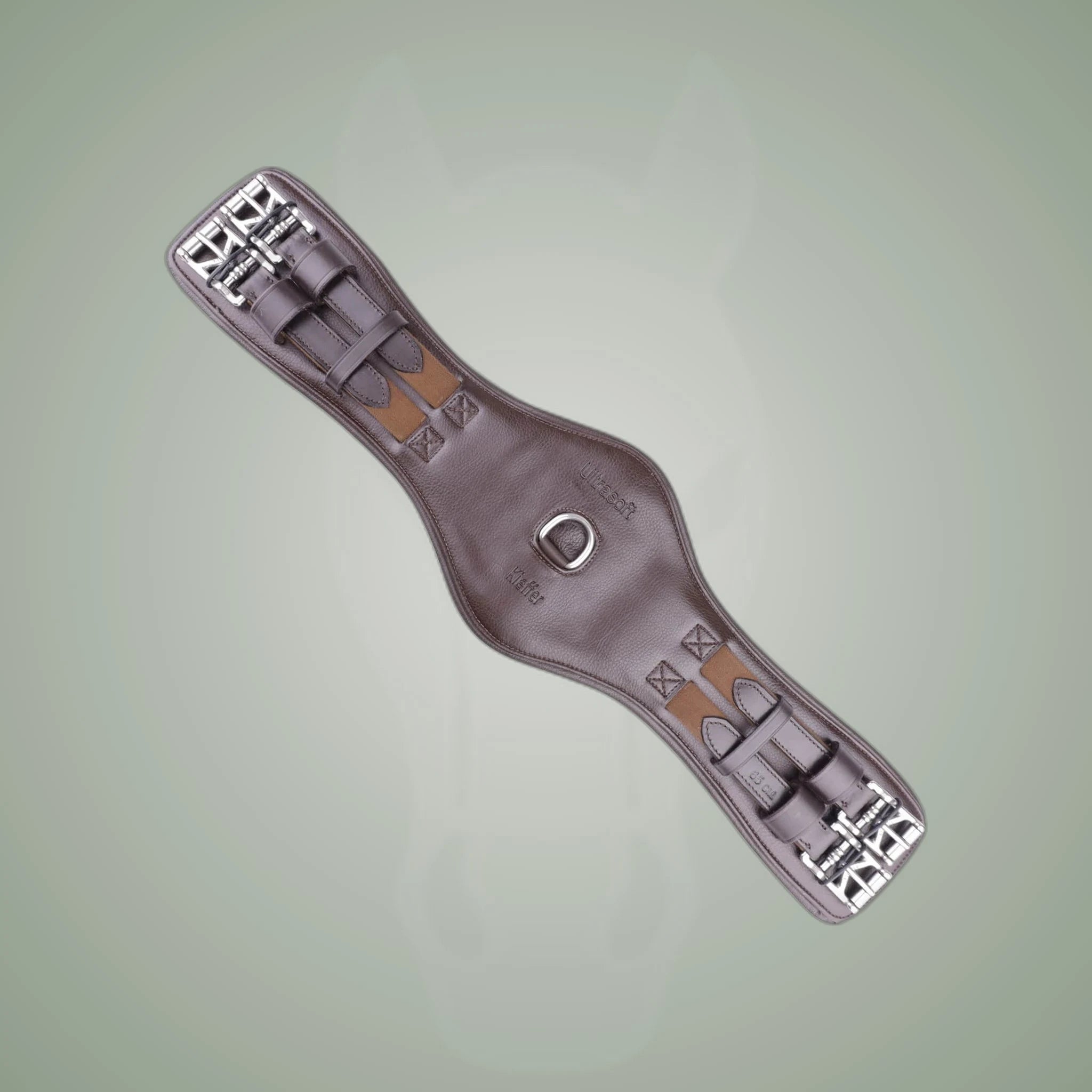 Kieffer Ultrasoft Leather Girth on One-Eyed Equine branded background