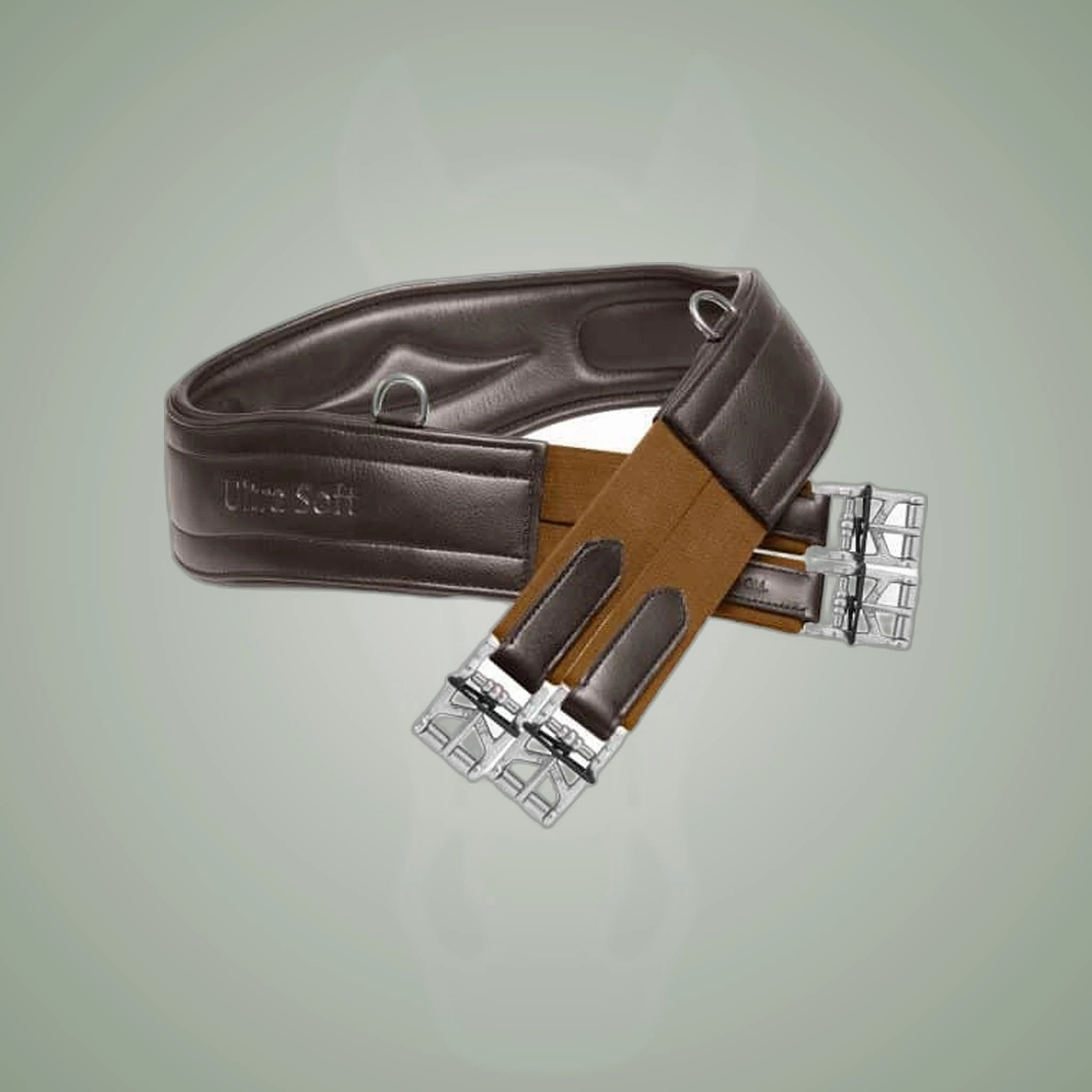 Kieffer Ultrasoft Leather Girth on One-Eyed Equine branded background
