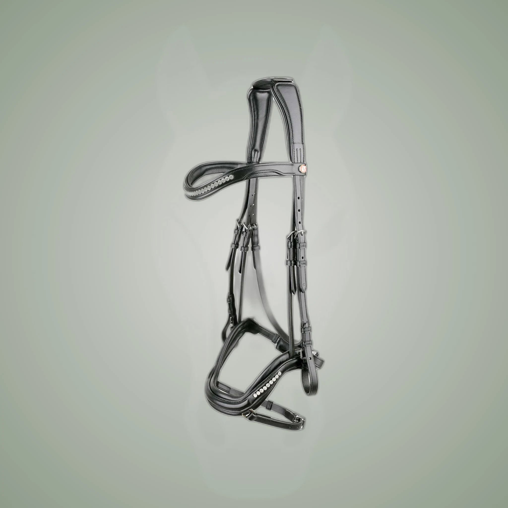 Kieffer Ultrasoft Luna Snaffle Bridle on One-Eyed Equine branded background