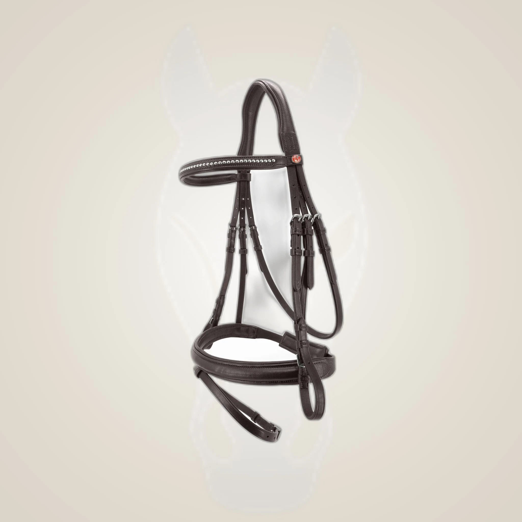 Kieffer Ultrasoft Snaffle Bridle on One-Eyed Equine branded background