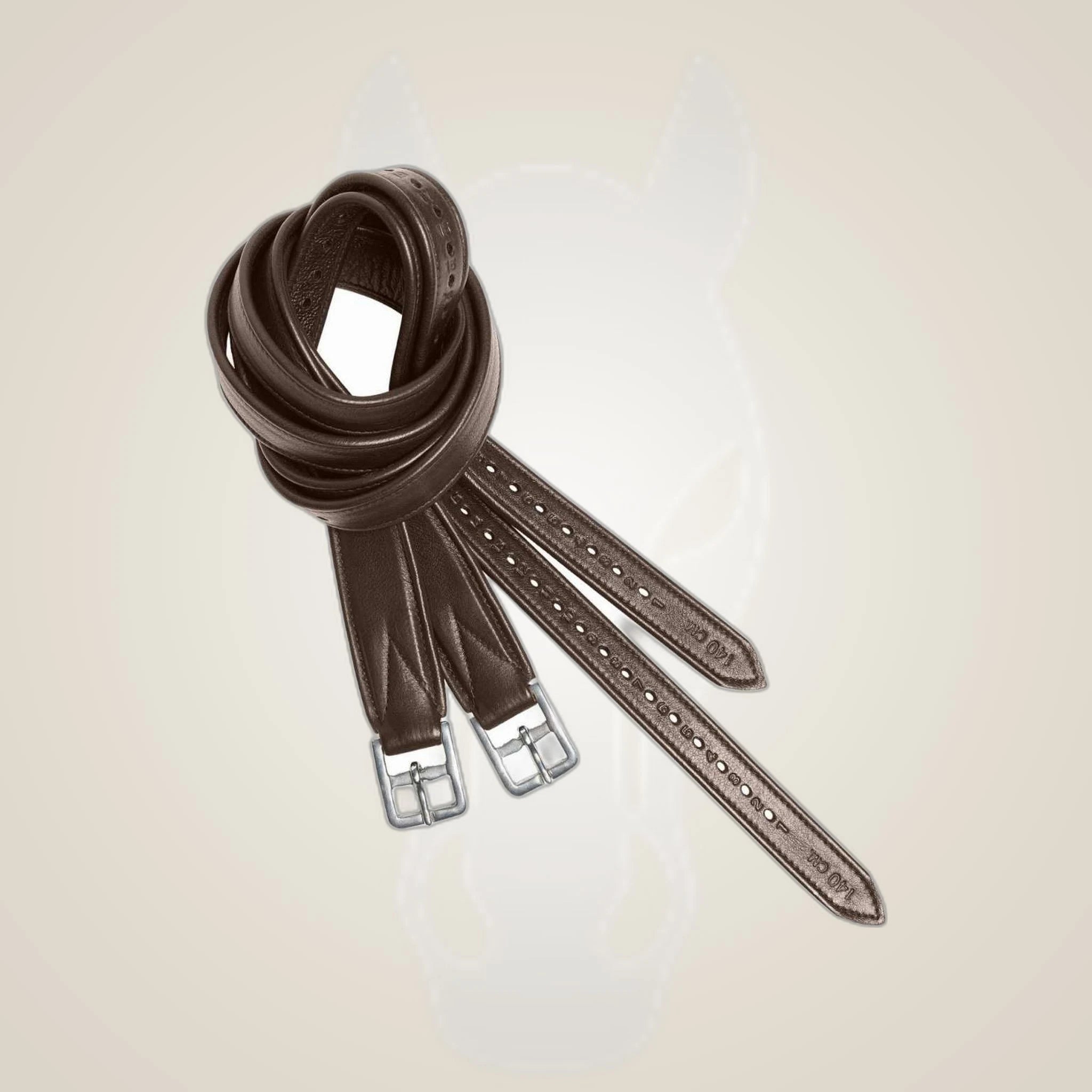 Kieffer Ultrasoft Stability Stirrup Leathers on One-Eyed Equine branded background