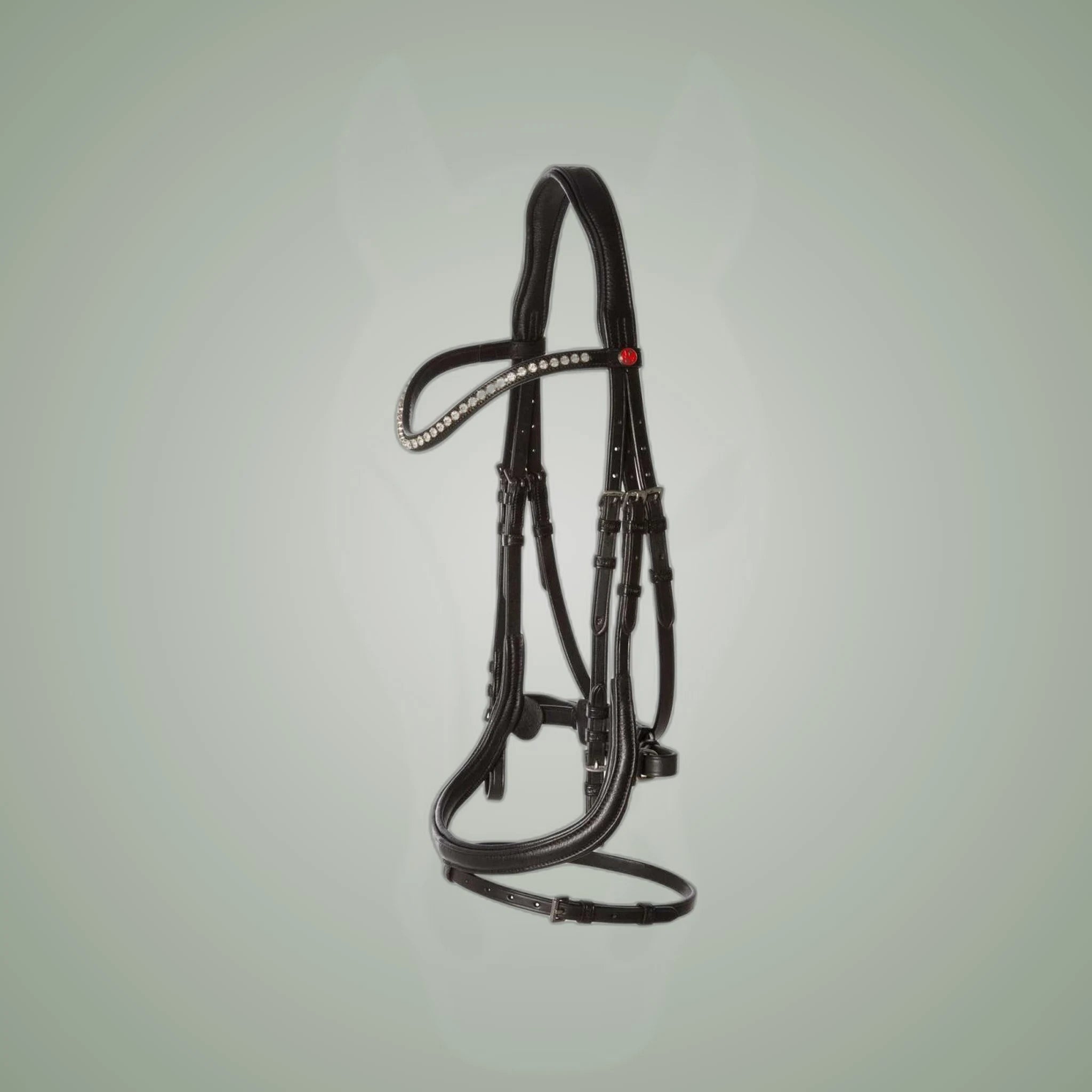Kieffer Ultrasoft Stella Snaffle Bridle on One-Eyed Equine branded background