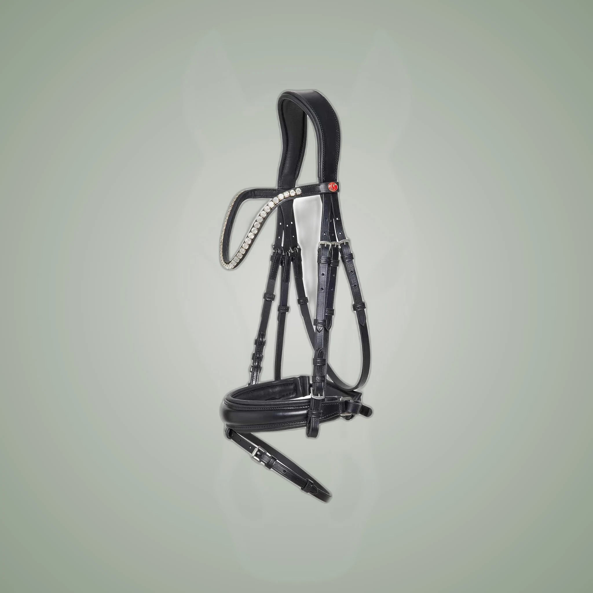 Kieffer Victoria II Snaffle Bridle on One-Eyed Equine branded background