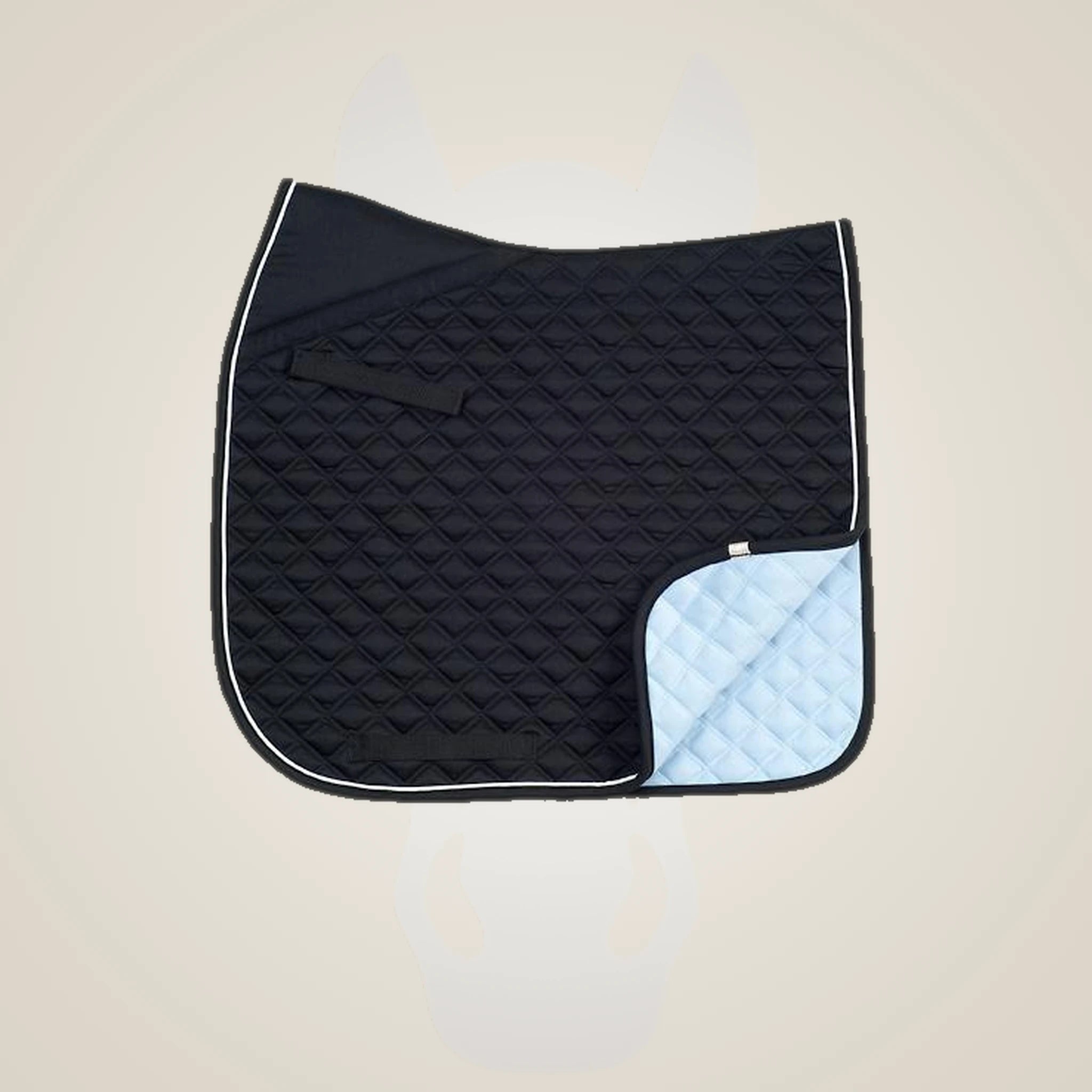 Lettia CoolMax ProSeries Dressage Pad - Black w/ White Piping & Black Trim