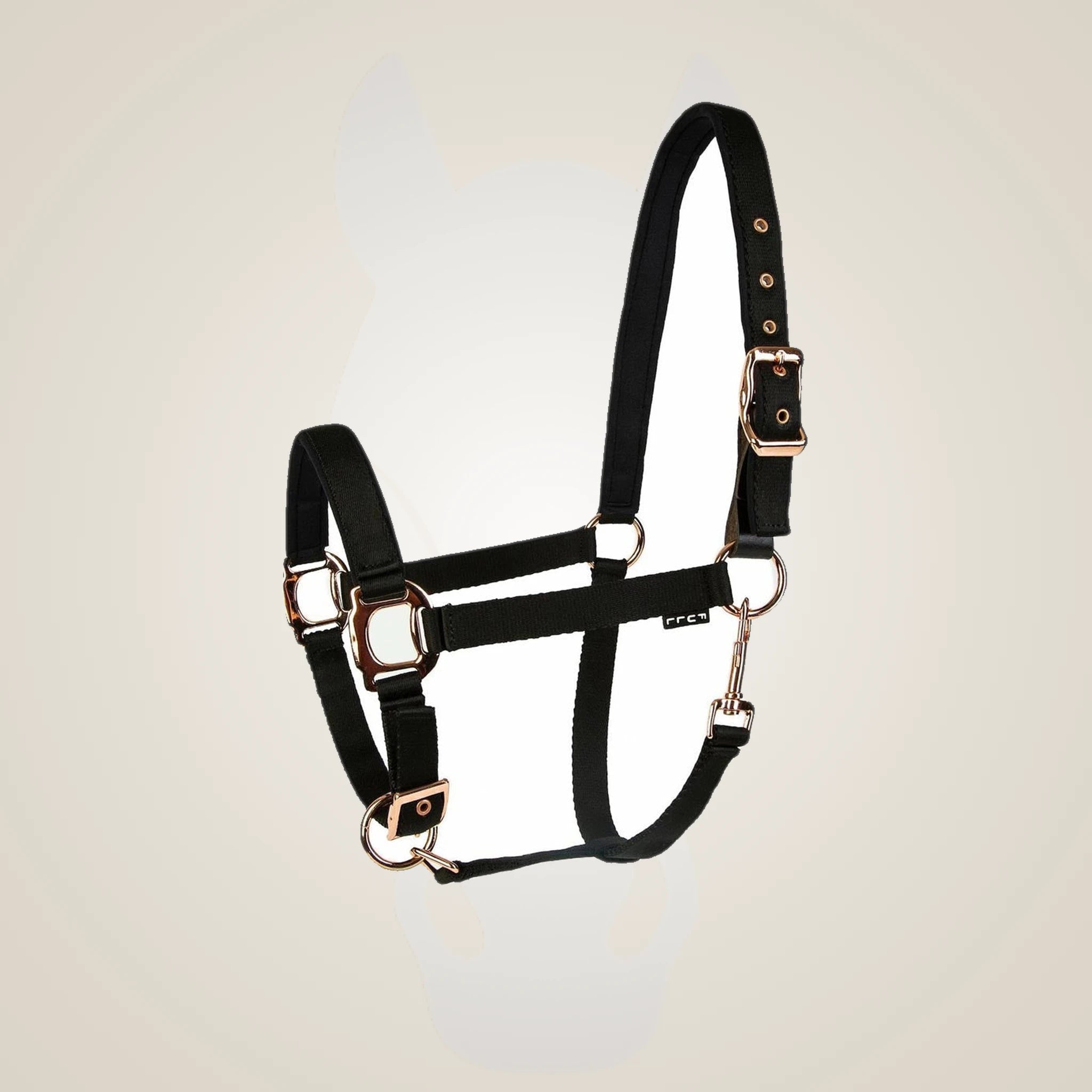 Lettia Rosegold Padded Leather Breakaway Halter - Black/Rosegold Hardware