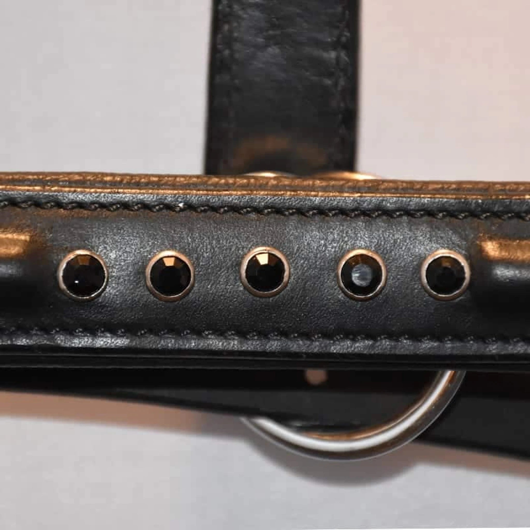 Hilbar Padded Leather Halter - Black with Black Diamonds product photo