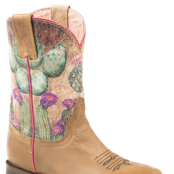 Roper Little Kids Burnish Brown Leather Vamp Boots
