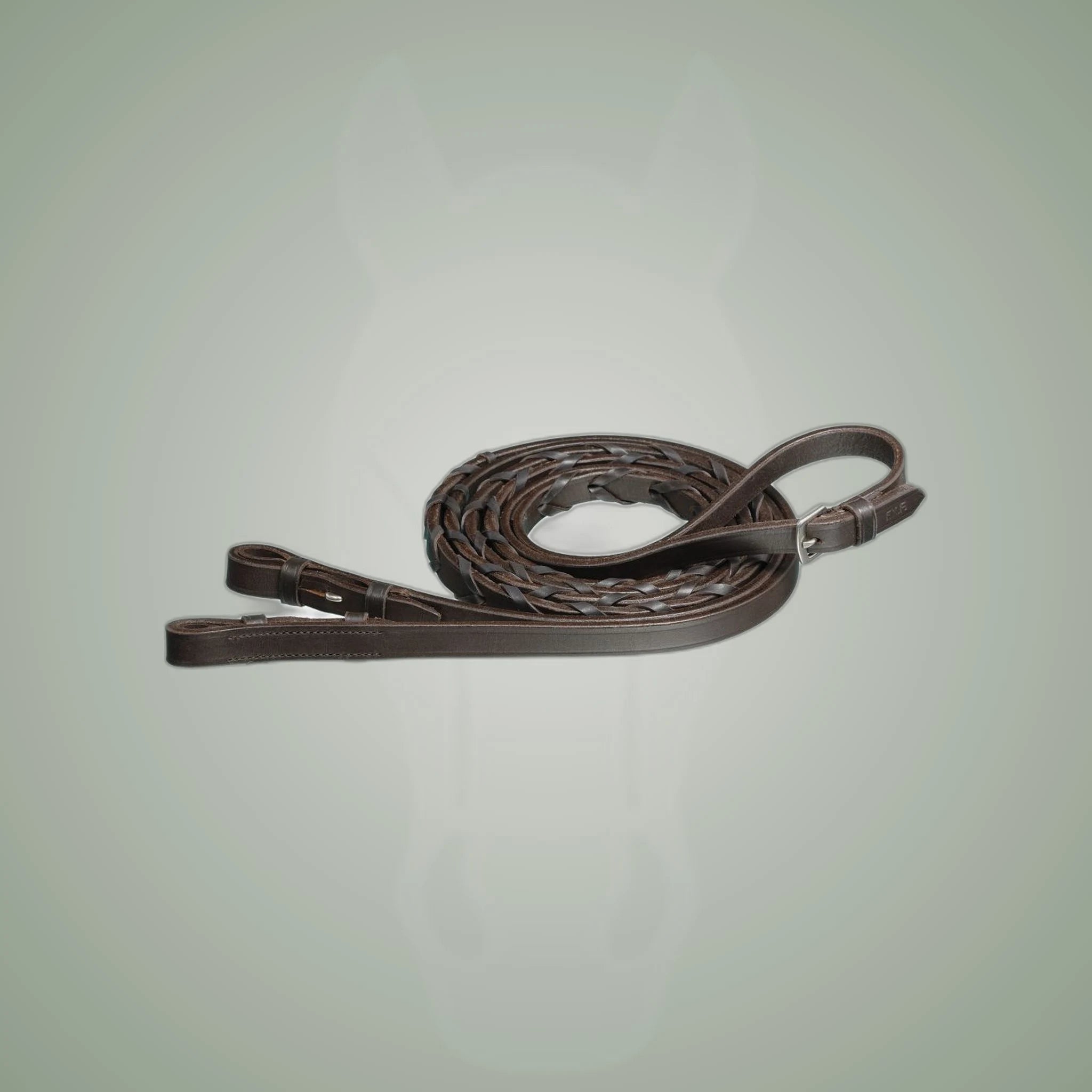 Tough1 Extra Long Laced Reins on One-Eyed Equine branded background