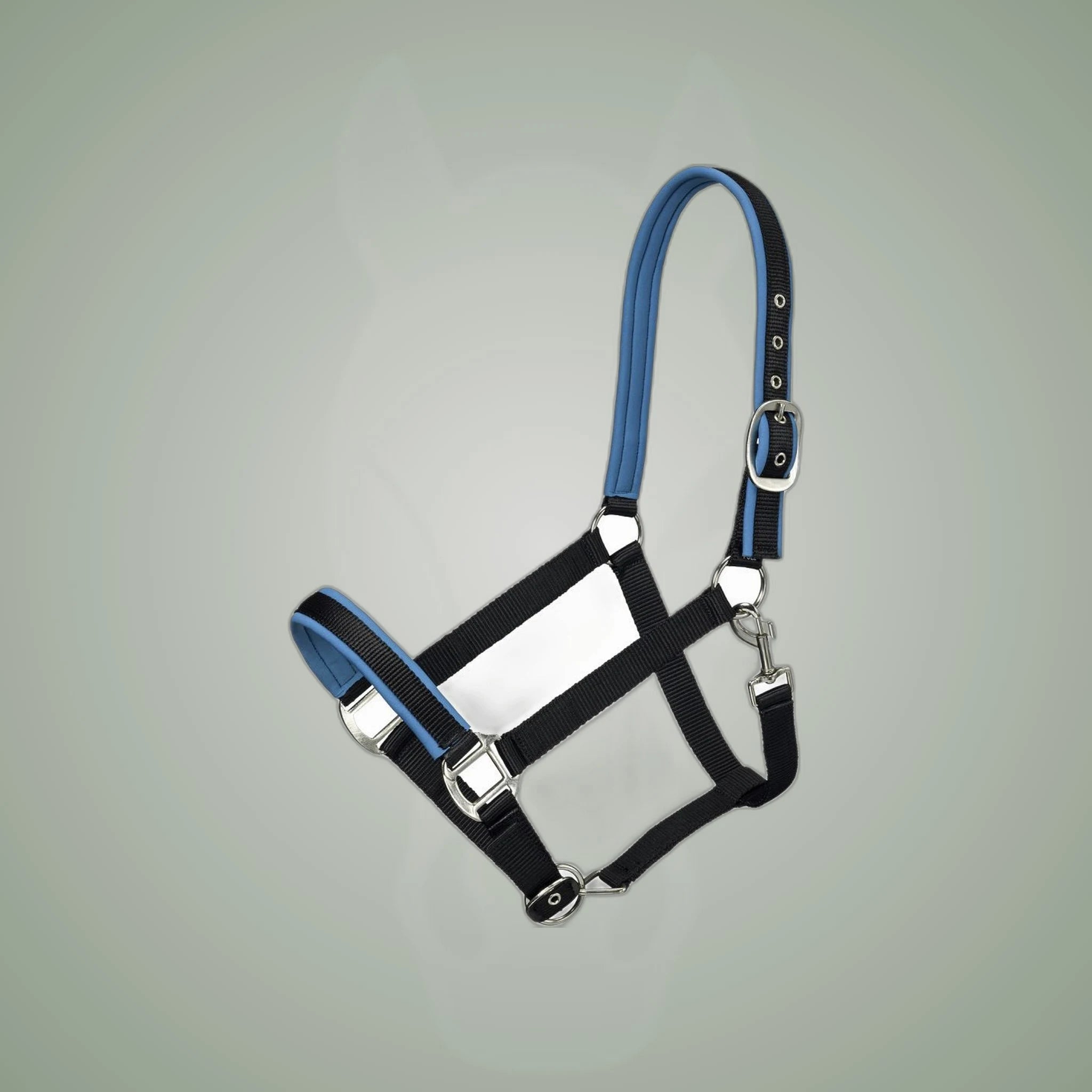 Tough1 Neoprene Padded Nylon Halter on One-Eyed Equine branded background