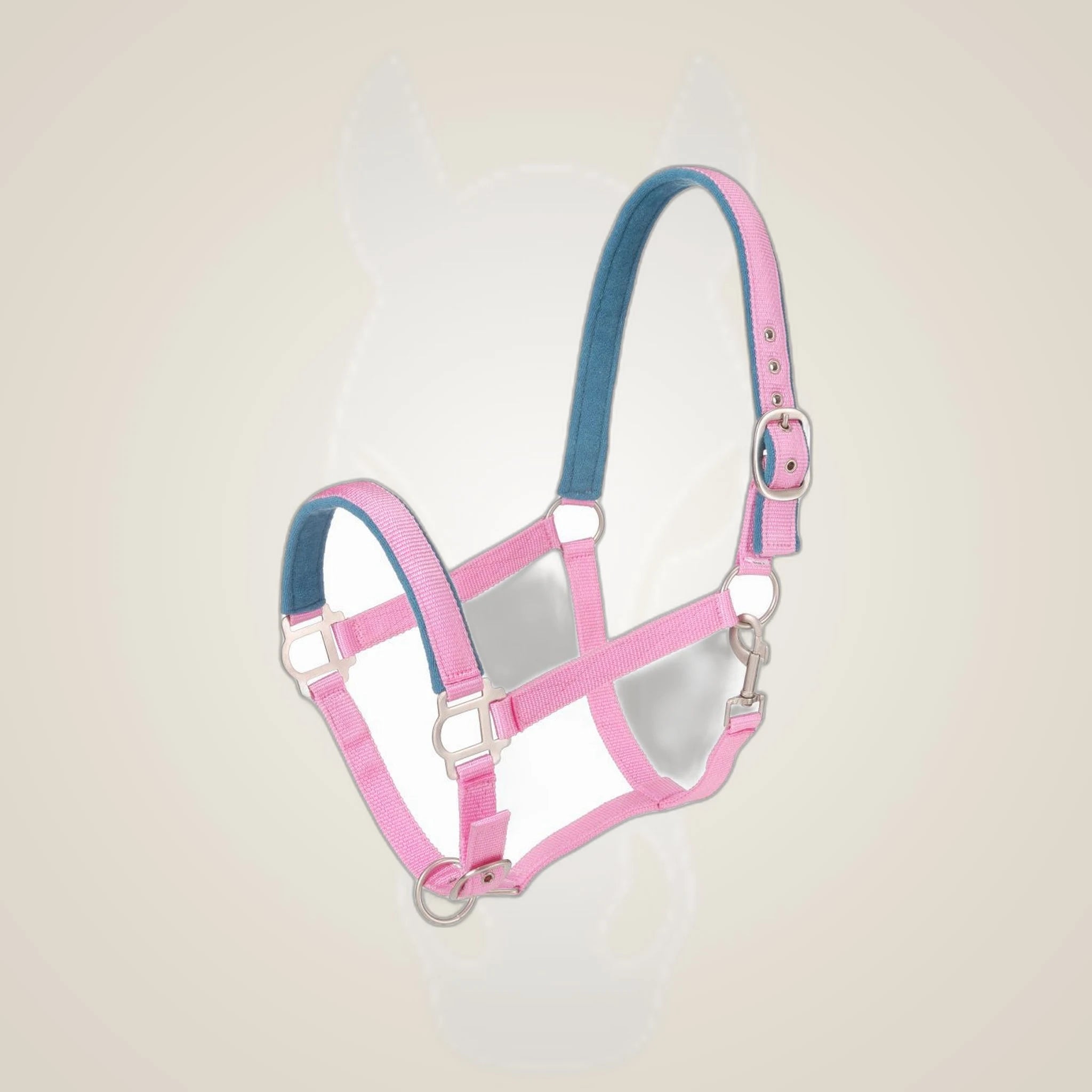 Tough1 Padded Halter with Satin Hardware on One-Eyed Equine branded background