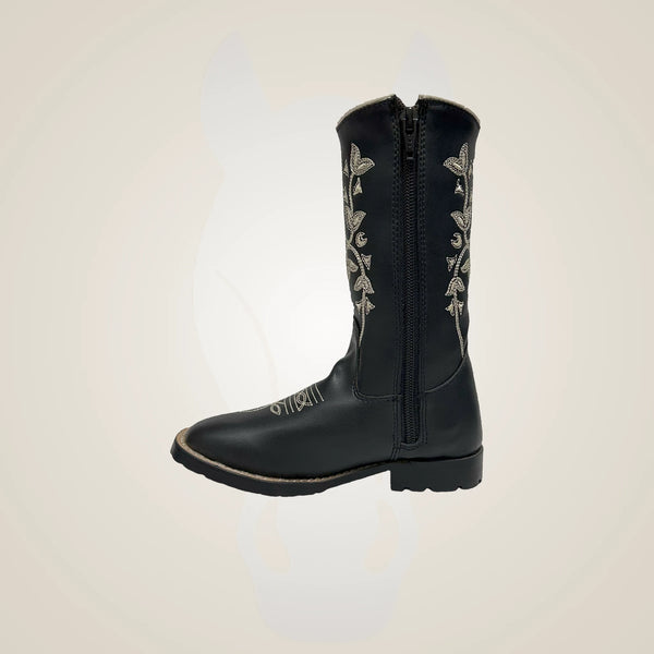 TuffRider Children's Black Floral Western Boot