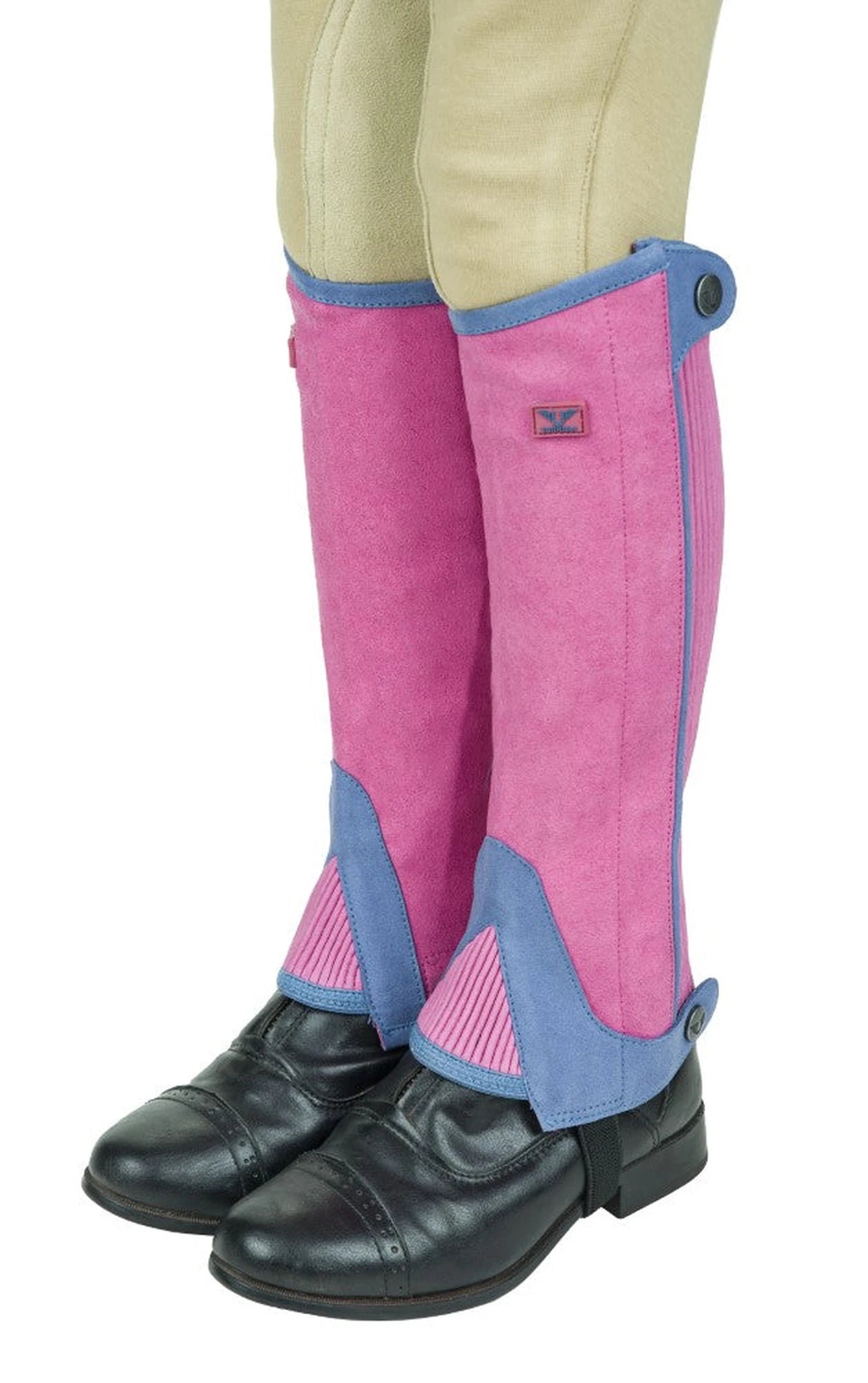 TuffRider Children's Keeneland Synthetic Half Chaps - Pink- Lt. Blue