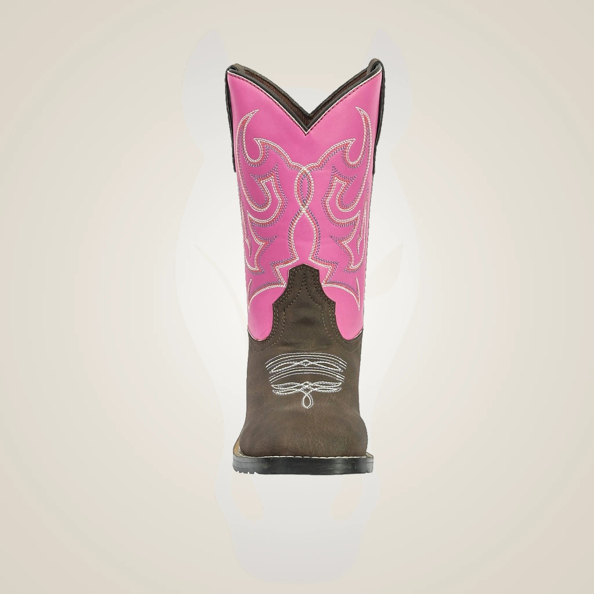 TuffRider Children's Voyageurs Square Toe Western Boot - Mocha w/ Hot Pink
