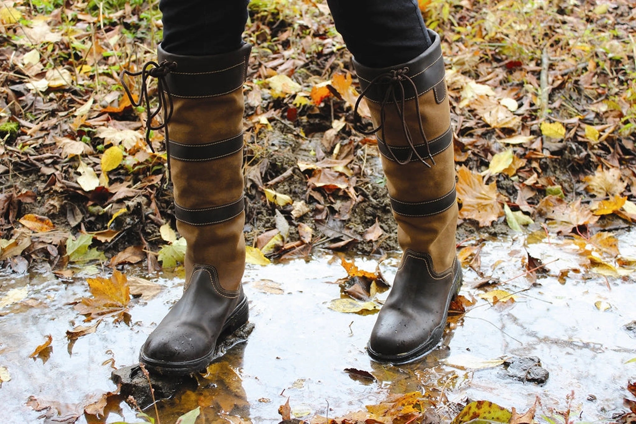 TuffRider Ladies Lexington Tall Country Boots - Chocolate/Fawn