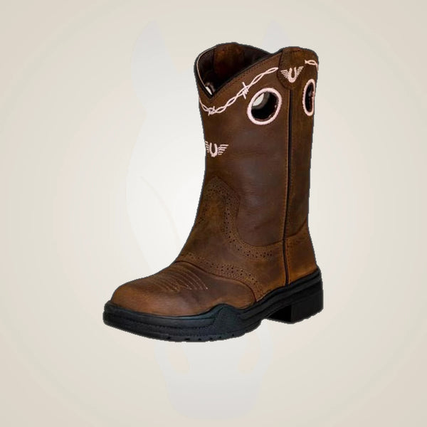 TuffRider Children Yosemite Barbed Wire Embroidered Round Toe Western Boots