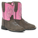 TuffRider Toddler Voyageurs Square Toe Western Boot - Mocha w/ Hot Pink