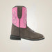 TuffRider Toddler Voyageurs Square Toe Western Boot - Mocha w/ Hot Pink