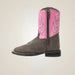 TuffRider Toddler Voyageurs Square Toe Western Boot - Mocha w/ Hot Pink