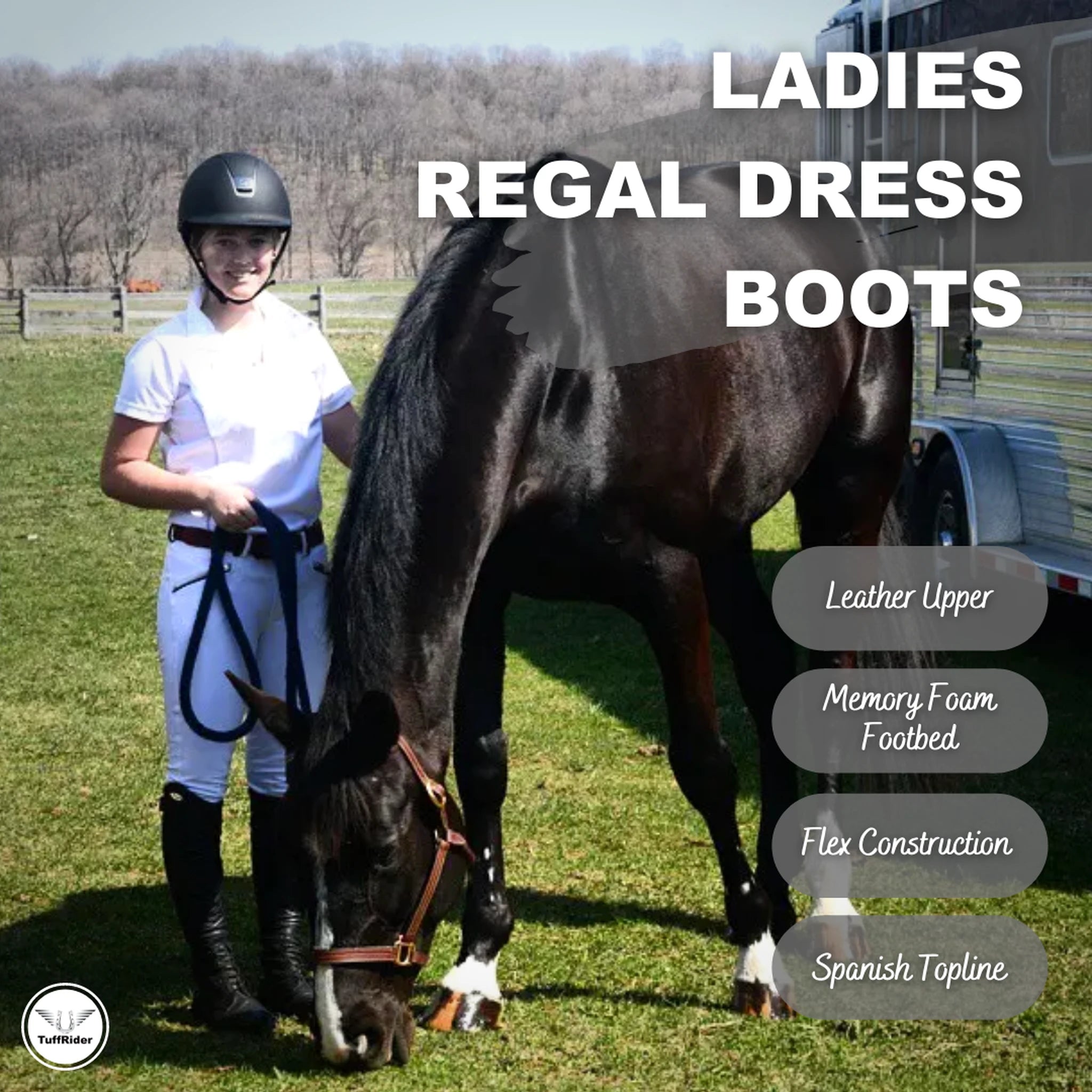 TuffRider Women Leather Regal Dress Boots - Black