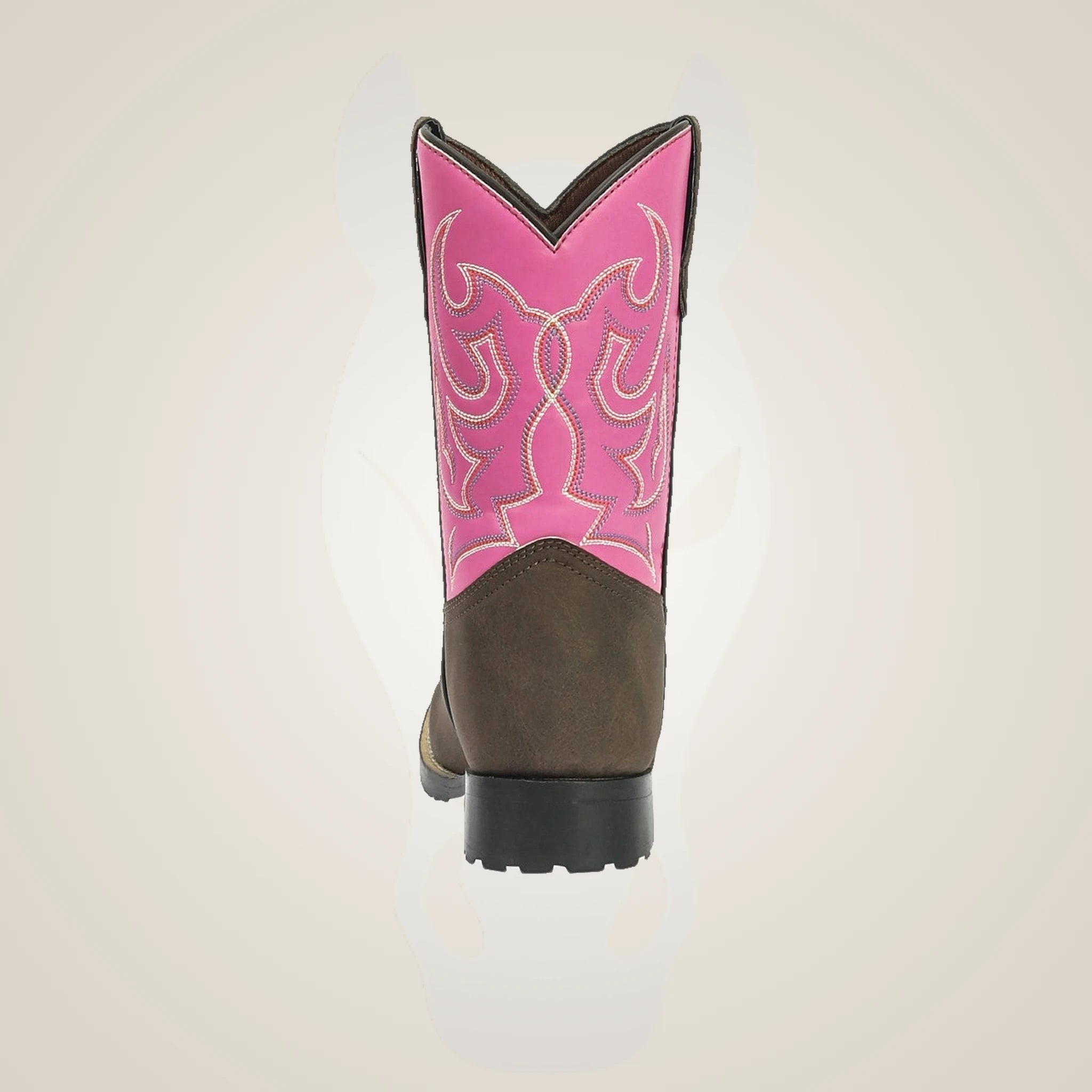 TuffRider Youth Voyageurs Square Toe Western Boot - Mocha w/ Hot Pink